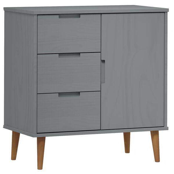 vidaXL Sideboard MOLDE Grau 76,5x40x80 cm Massivholz Kiefer
