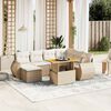 vidaXL 8-tlg. Garten-Sofagarnitur mit Kissen Beige Poly Rattan