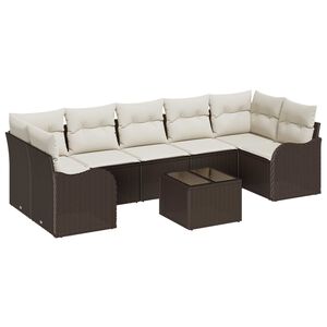 vidaXL Gartensofa-set mit Kissen mit Speicher 8 pcs Braun und Creme