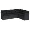 vidaXL 6-tlg. Garten-Sofagarnitur mit Kissen Schwarz Poly Rattan