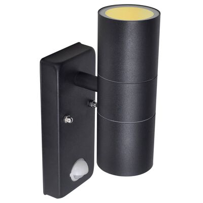 LED-Wandleuchte Edelstahl Zylinderform Schwarz mit Sensor