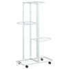 vidaXL Blumenst&auml;nder 4-Etagen mit Rollen 44x23x80 cm Wei&szlig; Eisen