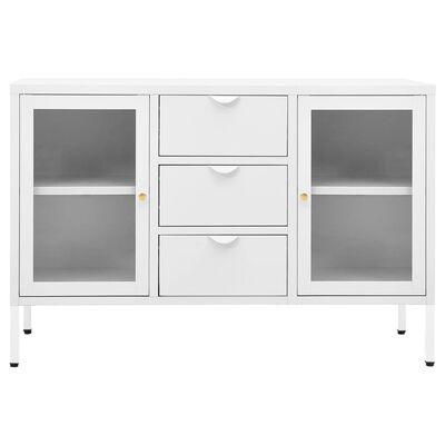 vidaXL Sideboard Weiß 105x35x70 cm Stahl und Hartglas