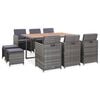 vidaXL 11-tlg. Garten-Essgruppe Poly Rattan Akazienholz Anthrazit