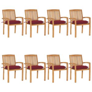 vidaXL Stapelbare Gartenst&uuml;hle mit Kissen 8 Stk. Massivholz Teak