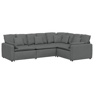 vidaXL Modulares Sofa mit Kissen Stoff Dunkelgrau