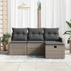 vidaXL Garten-Sofa-Set mit Kissen mit Speicher 4 pcs Grau Poly Rattan