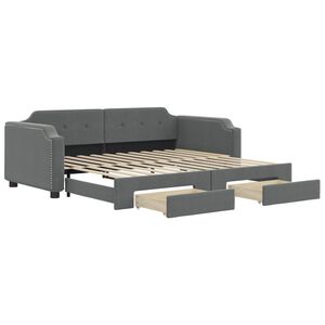 vidaXL Tagesbett Ausziehbar mit Schubladen Dunkelgrau 90x190 cm Stoff