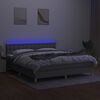 vidaXL Boxspringbett mit Matratze & LED Hellgrau 160x200 cm Stoff