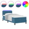vidaXL LED Boxspringbett mit Matratze Dunkelblau 100 x 200 cm Samt