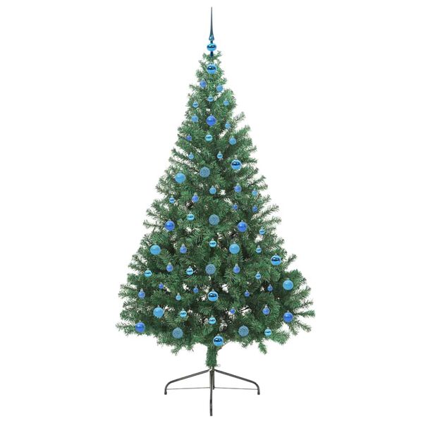 vidaXL K&uuml;nstlicher vorbeleuchteter Weihnachtsbaum Gr&uuml;n 210 cm PVC