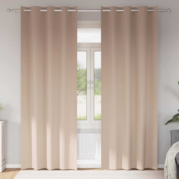 vidaXL Verdunkelungs-Vorh&auml;nge mit Ringen 2 pcs Taupe 225 x 140 cm