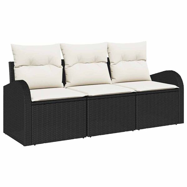 vidaXL Gartensofa-set Schwarz Poly-Rattan
