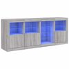 vidaXL Sideboard mit LED-Leuchten Grau Sonoma 164x37x67 cm