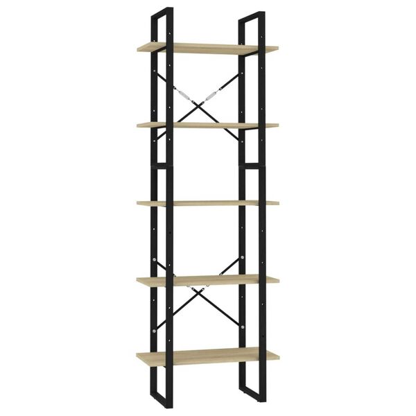 vidaXL B&uuml;cherregal 5 F&auml;cher Sonoma-Eiche 60x30x175 cm Holzwerkstoff