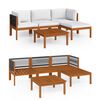 vidaXL 5-tlg. Garten-Lounge-Set mit Kissen Cremefarbenes Holz Akazie & Seil
