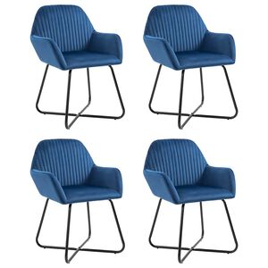 vidaXL Esszimmerst&uuml;hle 4 Stk. Blau Samt