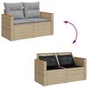 vidaXL Gartensofa-set mit Kissen mit Speicher 12 pcs Beige Poly Rattan