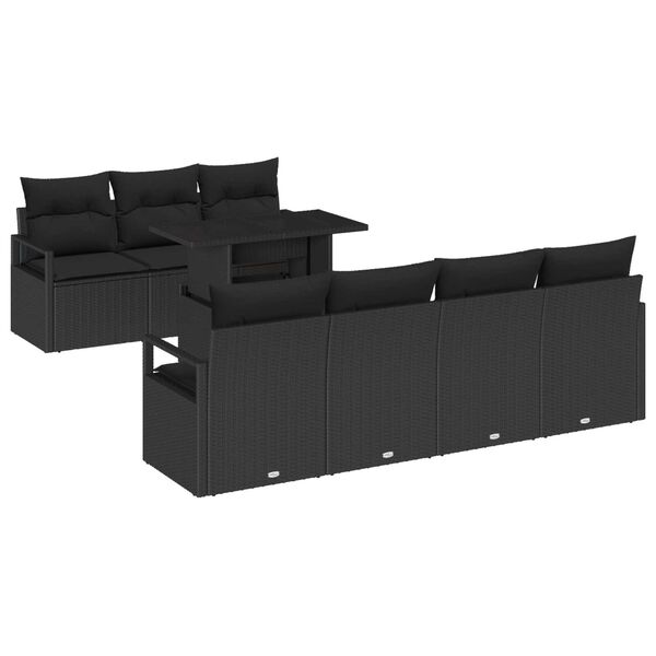 vidaXL Gartensofa-set mit Speicher 8 pcs Schwarz Poly-Rattan