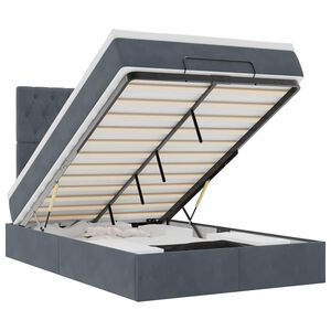 vidaXL Ottoman-Bett mit Matratzen & LEDs Dunkelgrau 120x200 cm Samt