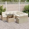 vidaXL Garten-Sofa-Set mit Kissen mit Speicher 9 pcs Beige Poly Rattan