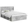 vidaXL Bettgestell mit Stauraum und Kopfteil Betongrau 135 x 190 cm