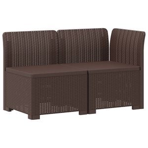 vidaXL 2-Sitzer Garten-Sofa Rattan-Look PP Braun