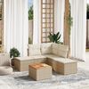 vidaXL 6-tlg. Garten-Sofagarnitur mit Kissen Beige Poly Rattan