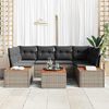 vidaXL Garten-Sofa-Set mit Kissen mit Speicher 6 pcs Grau Poly Rattan