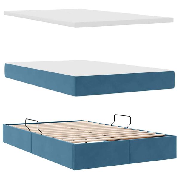 vidaXL Bett mit Stauraum und LED Dunkelblau 120 x 200 cm Samt