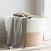 vidaXL W&auml;schekorb Beige und Wei&szlig; &Oslash;60x36 cm Baumwolle