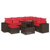 vidaXL 8-teiliges Gartensofa-Set mit Kissen, braun, Polyrattan