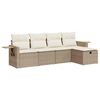 vidaXL 5-tlg. Garten-Sofagarnitur mit Kissen Beige Poly Rattan