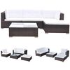 vidaXL 5-tlg. Garten-Lounge-Set mit Kissen Poly Rattan Braun