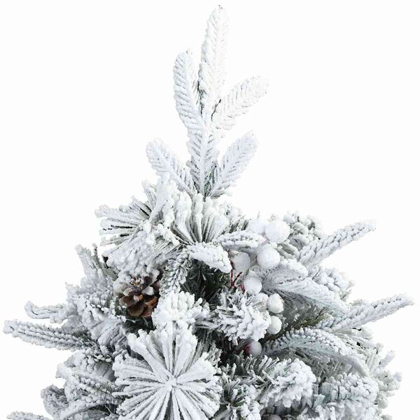 vidaXL Künstlicher Scharnier-Weihnachtsbaum schneebedeckt Weiß 150 cm