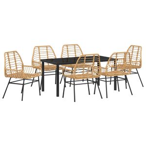 vidaXL Garten Essgruppe 7 pcs Braun Poly-Rattan
