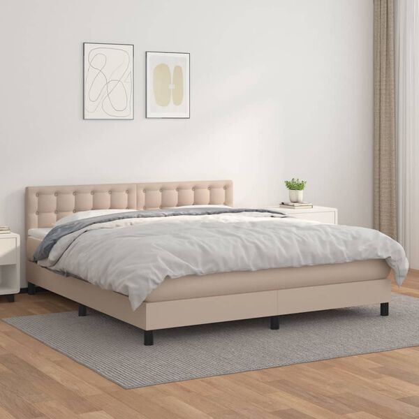 vidaXL Boxspringbett Matratze Cappuccino-Braun 160x200 cm Kunstleder