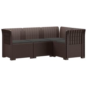 vidaXL 4-Sitzer Gartensofa mit Kissen Rattan-Look PP Braun