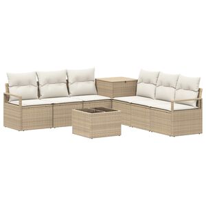 vidaXL Sofa Set 8 stk. Beige und Cremewei&szlig; Polyrattan und Stahl