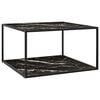 vidaXL Couchtisch Schwarz mit Schwarzem Glas Marmor-Optik 90x90x50 cm