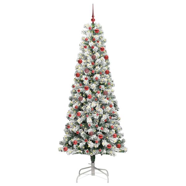 vidaXL K&uuml;nstlicher klappbarer Weihnachtsbaum Gr&uuml;n und Wei&szlig; 210 cm
