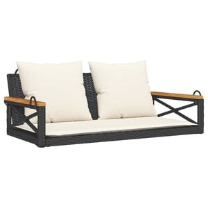 vidaXL H&auml;ngebank mit Kissen Schwarz 109x62x40 cm Poly Rattan