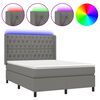 vidaXL Boxspringbett mit Matratze & LED Dunkelgrau 140x190 cm Stoff