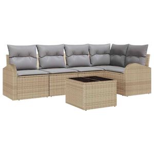 vidaXL Sofa Set mit Kissen 6 pcs Beige Polyester