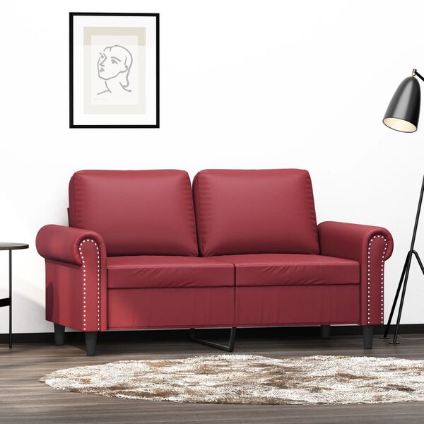 vidaXL 2-Sitzer-Sofa Weinrot 120 cm Kunstleder