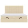 vidaXL Ottoman-Bett mit Matratzen Creme 160x200 cm Stoff