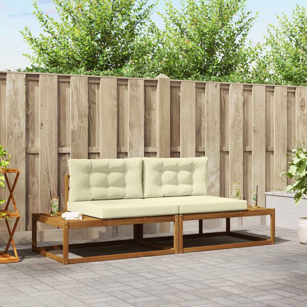 vidaXL Outdoor-Sofagarnitur mit Kissen 2 St&uuml;ck Natur und Creme