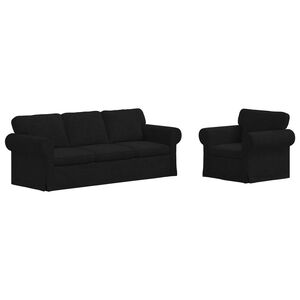 vidaXL Sofa Set 2 stk. Schwarz Stoff