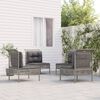 vidaXL 4-tlg. Garten-Lounge-Set mit Kissen Grau Poly Rattan
