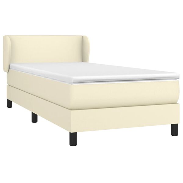 vidaXL Boxspringbett mit Matratze Creme 80x200 cm Kunstleder